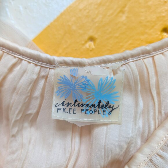 Free People Off Shoulder Night Dress Babydoll Nightie Peach Pastel Pink - Picture 7 of 7